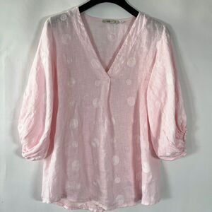 Camille‎ & Co. 100% Linen Top Womens Large Lagenlook Minimalist Beachy Boho Airy